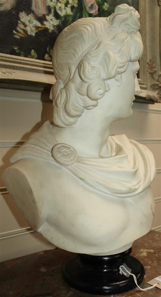 A 20th century composition bust of Apollo, 19.5in.